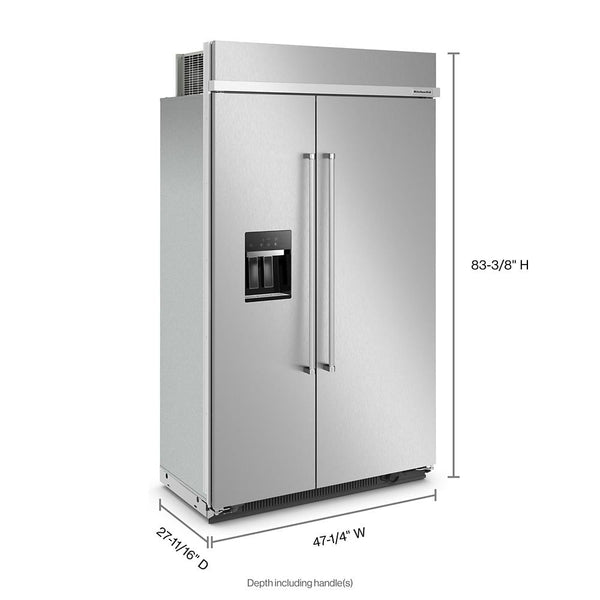 KitchenAid 29.4-cu ft Counter-Depth Side-by-Side Refrigerator Built-In with Ice Maker ,Water and Ice Dispenser ( Stainless Steel with PrintShield Finish ) ENERGY STAR Certified