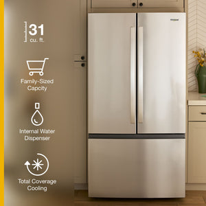 Whirlpool Standard-Depth 31-cu ft 3 -Door French Door Refrigerator with Ice Maker with Water Dispenser ( White ) ENERGY STAR Certified
