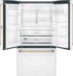 Cafe Counter-Depth 23.1-cu ft 3 -Door Smart Compatible French Door Refrigerator with Ice Maker with Water Dispenser ( Matte White ) ENERGY STAR Certified