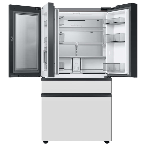 Samsung Bespoke Standard-Depth Beverage Center 28.8-cu ft 4 -Door Smart Compatible French Door Refrigerator with Dual Ice Maker with Water Dispenser and Door within Door ( Morning Blue with White Glass Panels ) ENERGY STAR Certified