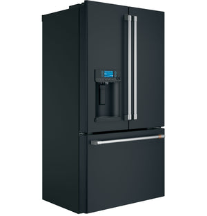 Cafe Counter-Depth 22.2-cu ft 3 -Door Smart Compatible French Door Refrigerator with Ice Maker with Water and Ice Dispenser ( Matte Black ) ENERGY STAR Certified