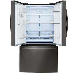 LG Standard-Depth 27.7-cu ft 3 -Door Smart Compatible French Door Refrigerator with Ice Maker with Water and Ice Dispenser ( Printproof Black Stainless Steel ) ENERGY STAR Certified