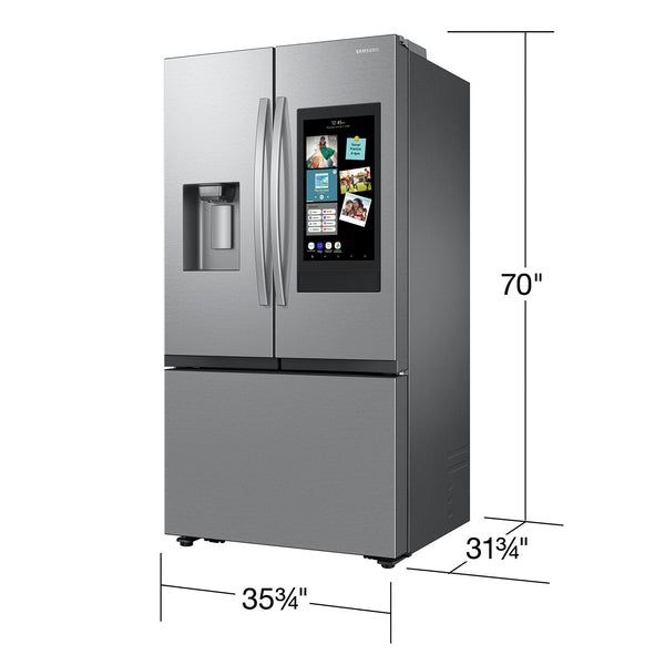 Samsung Counter-Depth Mega Capacity Family Hub 25-cu ft 3 -Door Smart Compatible French Door Refrigerator Triple with Water and Ice Dispenser ( Fingerprint Resistant Stainless Steel ) ENERGY STAR Certified