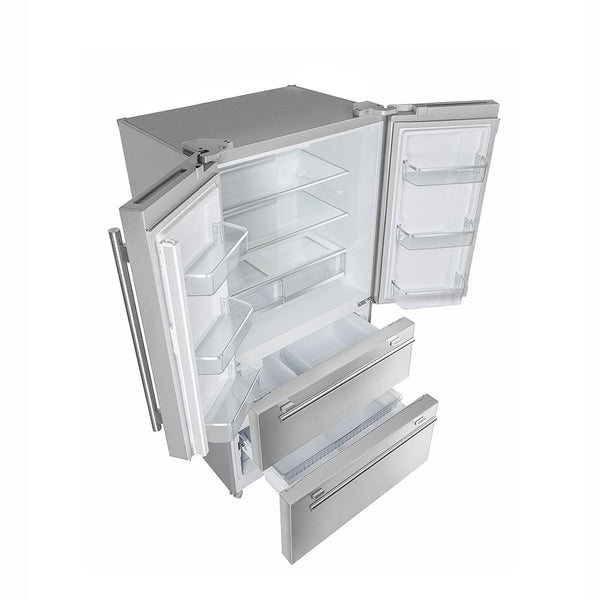 FORNO Standard-Depth Moena 19.26-cu ft 4 -Door Built-In French Door Refrigerator with Ice Maker with Ice Dispenser ( Stainless steel )