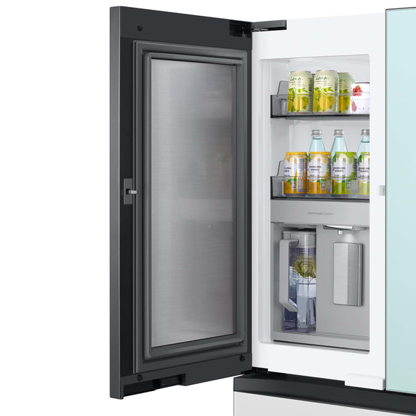 Samsung Bespoke Standard-Depth Beverage Center 28.8-cu ft 4 -Door Smart Compatible French Door Refrigerator with Dual Ice Maker with Water Dispenser and Door within Door ( Morning Blue with White Glass Panels ) ENERGY STAR Certified