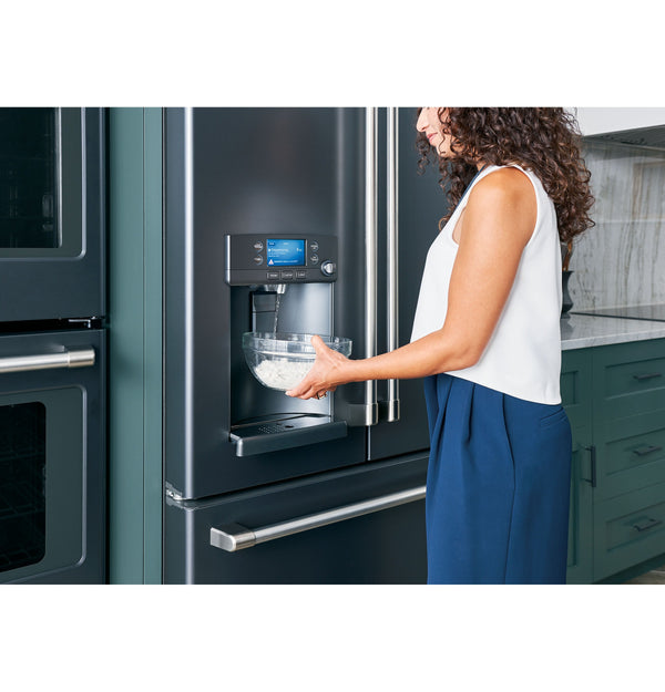 Cafe Counter-Depth 22.2-cu ft 3 -Door Smart Compatible French Door Refrigerator with Ice Maker with Water and Ice Dispenser ( Matte Black ) ENERGY STAR Certified