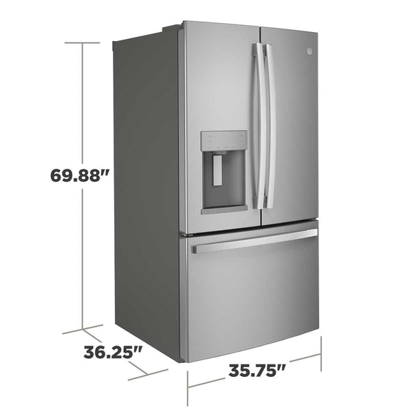 GE Standard-Depth 27.7-cu ft 3 -Door French Door Refrigerator with Ice Maker with Water and Ice Dispenser ( Stainless Steel ) ENERGY STAR Certified