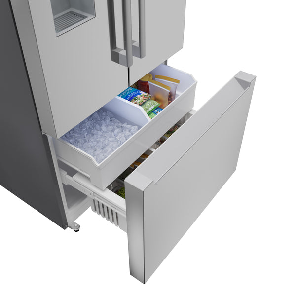Bosch Fastest Ice Maker Standard-Depth 300 Series 26-cu ft 3 -Door Smart Compatible French Door Refrigerator with Ice Maker with Water and Ice Dispenser ( Stainless Steel ) ENERGY STAR Certified