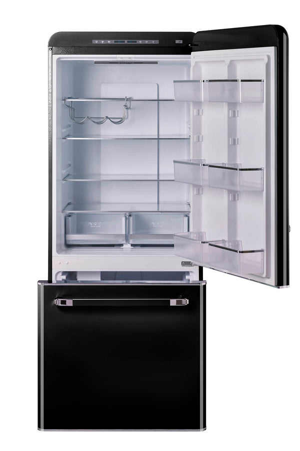 UNIQUE Classic Retro 17.7-cu ft Counter-Depth Bottom-Freezer Refrigerator with Ice Maker ( Midnight Black ) ENERGY STAR Certified