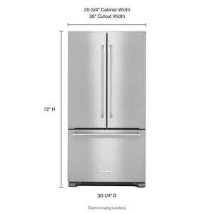 KitchenAid Counter-Depth 21.9000-cu ft 3 -Door French Door Refrigerator with Ice Maker with Water Dispenser ( Stainless steel )