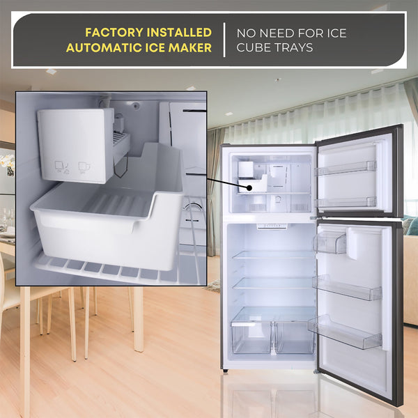ConServ Reversible Door with Built-in Ice Maker 18-cu ft Top-Freezer Refrigerator with Ice Maker ( Stainless ) ENERGY STAR Certified