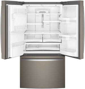 GE Standard-Depth 27.8-cu ft 3 -Door French Door Refrigerator with Ice Maker with Water and Ice Dispenser ( Slate ) ENERGY STAR Certified