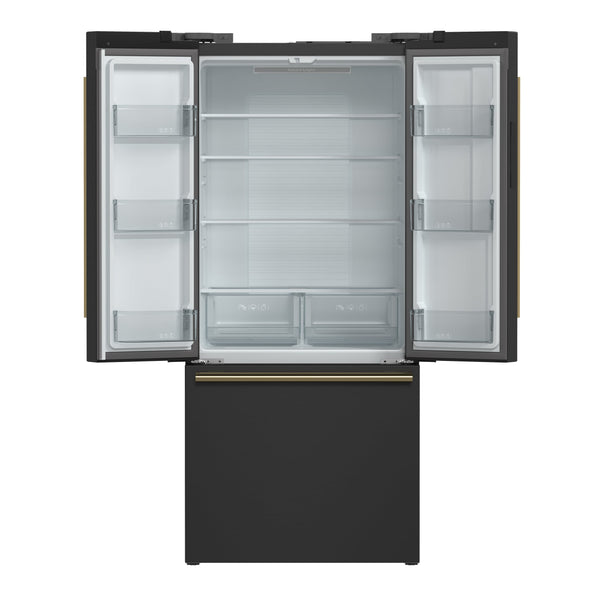FORNO Counter-Depth Espresso Gallipoli 17.5-cu ft 3 -Door French Door Refrigerator with Ice Maker with Ice Dispenser ( Black ) ENERGY STAR Certified