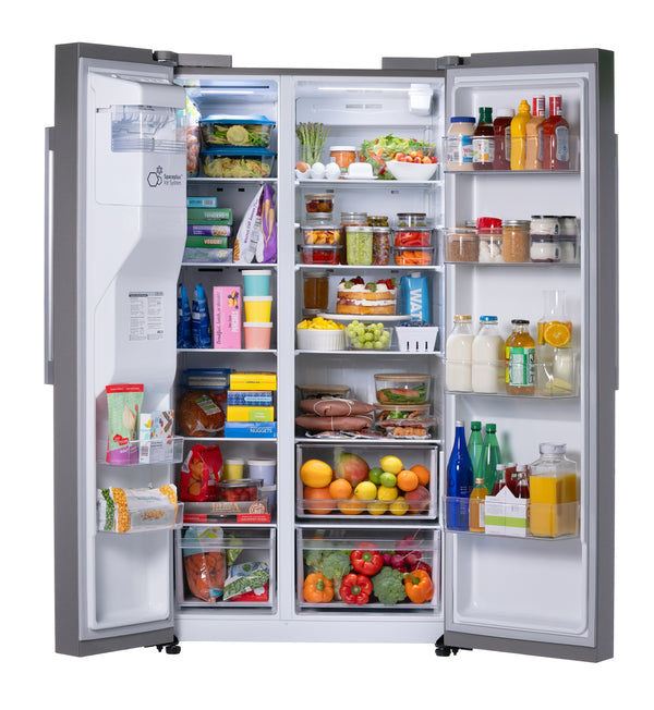 LG 26.6-cu ft Side-by-Side Refrigerator Smart Compatible with Ice Maker ,Water and Ice Dispenser ( PrintProof Stainless Steel ) ENERGY STAR Certified