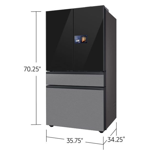 Samsung Bespoke Standard-Depth 28.6-cu ft 4 -Door Smart Compatible French Door Refrigerator with Dual Ice Maker with Water Dispenser and Door within Door ( Charcoal Glass Top with Stainless Steel Bottom Panels ) ENERGY STAR Certified