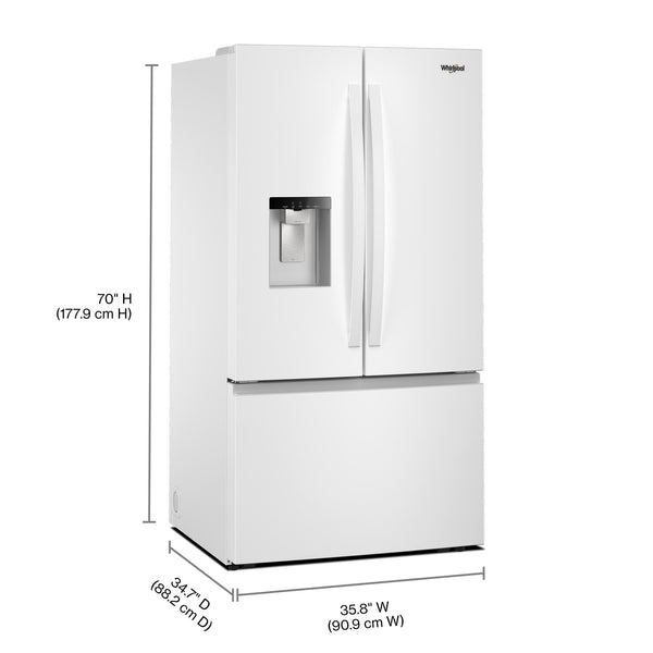 Whirlpool Standard-Depth 29.58-cu ft 3 -Door French Door Refrigerator with Ice Maker with Water and Ice Dispenser ( White ) ENERGY STAR Certified