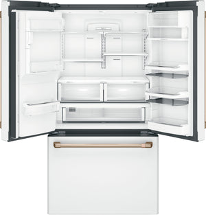 Cafe Counter-Depth 22.2-cu ft 3 -Door Smart Compatible French Door Refrigerator with Ice Maker with Water and Ice Dispenser ( Matte White ) ENERGY STAR Certified