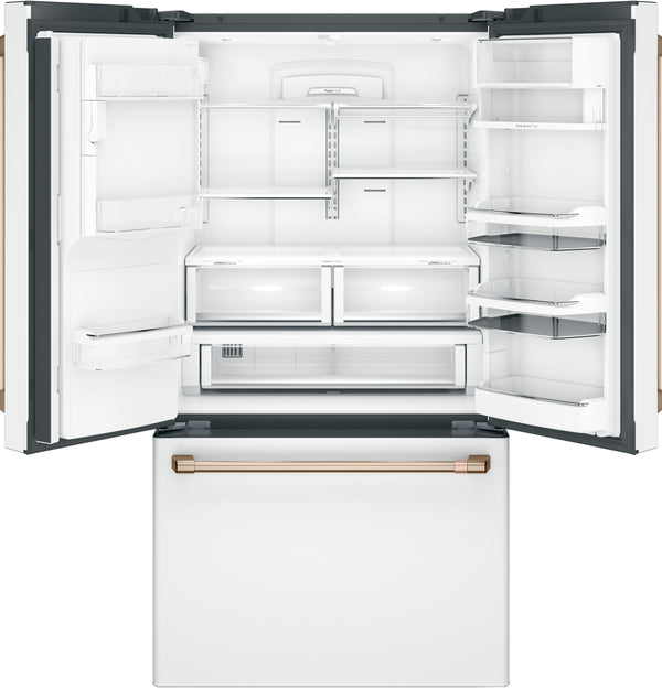 Cafe Counter-Depth 22.2-cu ft 3 -Door Smart Compatible French Door Refrigerator with Ice Maker with Water and Ice Dispenser ( Matte White ) ENERGY STAR Certified