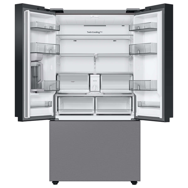 Samsung Bespoke Standard-Depth 30.1-cu ft 3 -Door Smart Compatible French Door Refrigerator with Dual Ice Maker with Water Dispenser ( Stainless Steel - All Panels ) ENERGY STAR Certified
