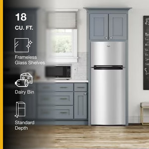 Whirlpool Flexible Storage Bin 17.6-cu ft Top-Freezer Refrigerator ( Monochromatic Stainless Steel )