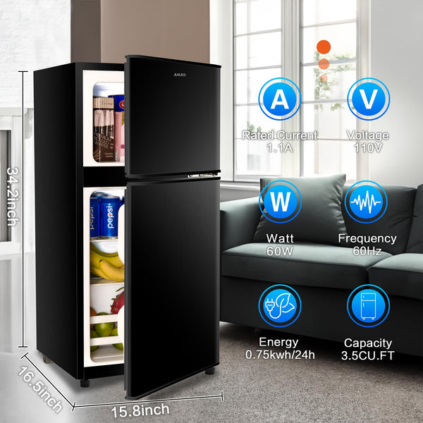 Runesay 3.5-cu ft with Freezer ( Black ) Garage Ready