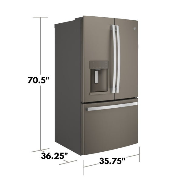 GE Standard-Depth 27.8-cu ft 3 -Door French Door Refrigerator with Ice Maker with Water and Ice Dispenser ( Slate ) ENERGY STAR Certified