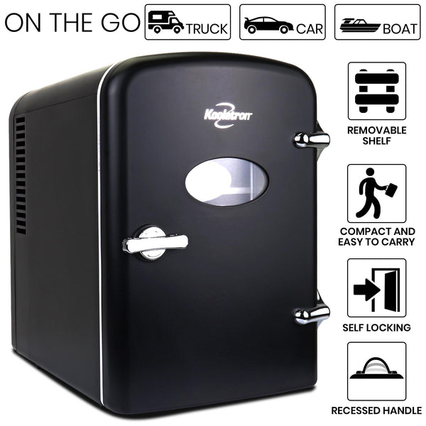 Koolatron 4L Retro Portable 6 can personal cooler 0.14-cu ft Mini Fridge ( Black )