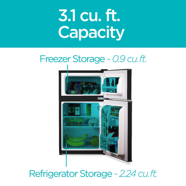 BLACK+DECKER 3.1-cu ft Mini Fridge with Freezer ( Black ) Garage Ready ENERGY STAR