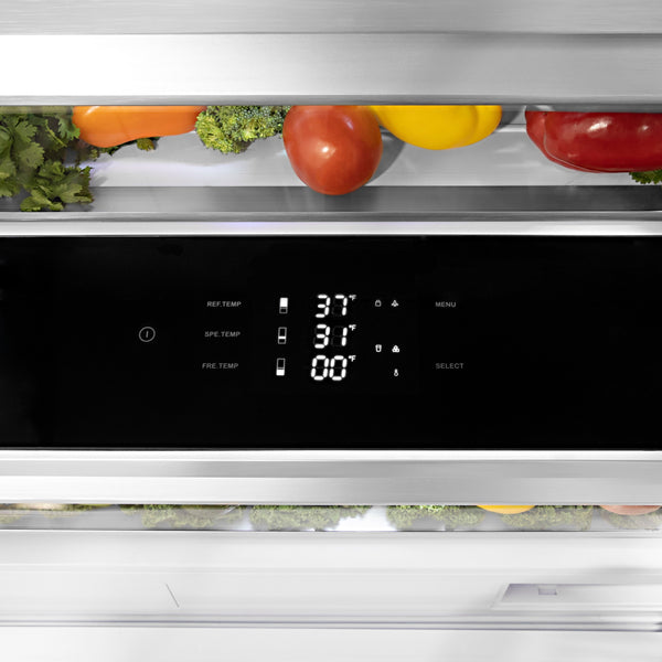 ZLINE KITCHEN & BATH Autograph Edition 16.1-cu ft Counter-Depth Built-In Bottom-Freezer Refrigerator with Ice Maker ( Stainless Steel with Champagne Bronze Handles ) ENERGY STAR Certified