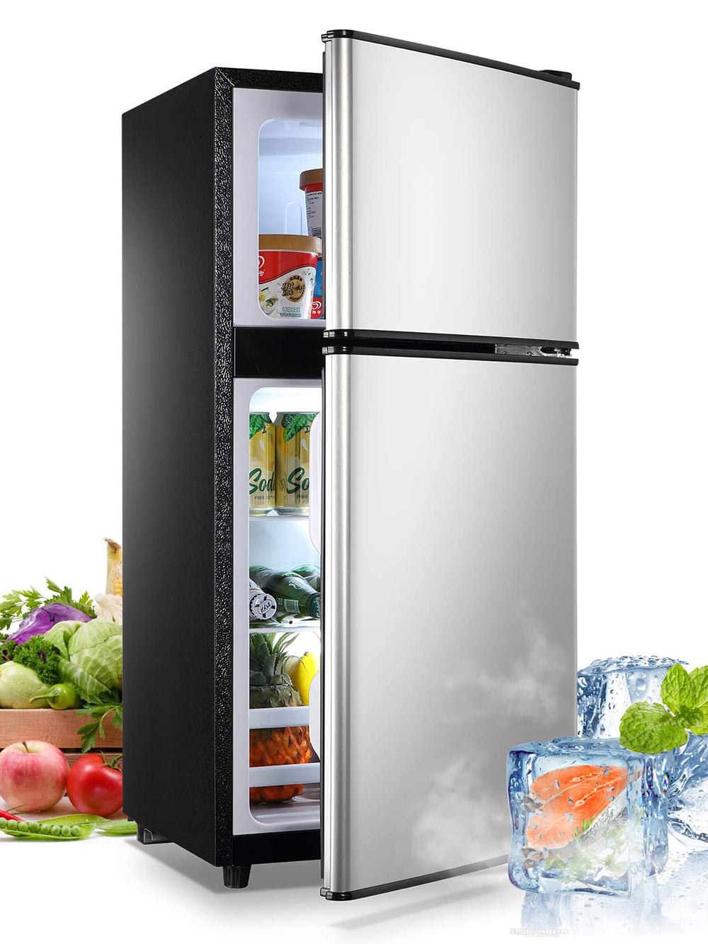 Jeremy Cass 3.5-cu ft Mini Fridge with Freezer ( Silver ) ENERGY STAR