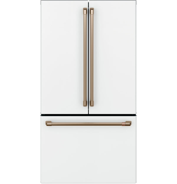 Cafe Counter-Depth 23.1-cu ft 3 -Door Smart Compatible French Door Refrigerator with Ice Maker with Water Dispenser ( Matte White ) ENERGY STAR Certified