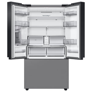 Samsung Bespoke Counter-Depth 24-cu ft 3 -Door Smart Compatible French Door Refrigerator with Dual Ice Maker with Water Dispenser ( Stainless Steel - All Panels ) ENERGY STAR Certified