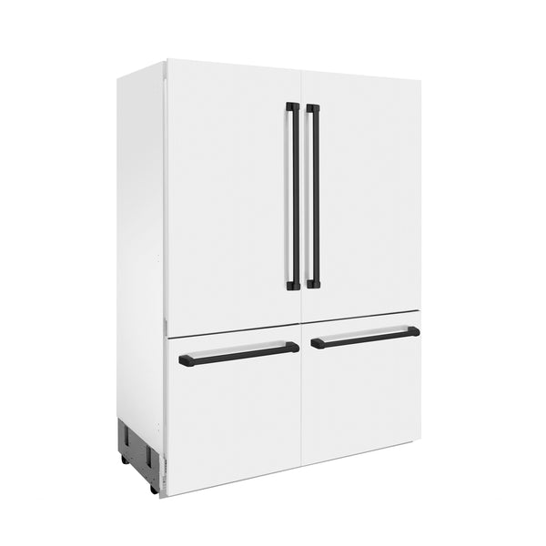 ZLINE KITCHEN & BATH Counter-Depth 32.2-cu ft 4 -Door Built-In French Door Refrigerator with Ice Maker with Water Dispenser ( Stainless Steel with White Matte Panels and Matte Black accent Handles ) ENERGY STAR Certified