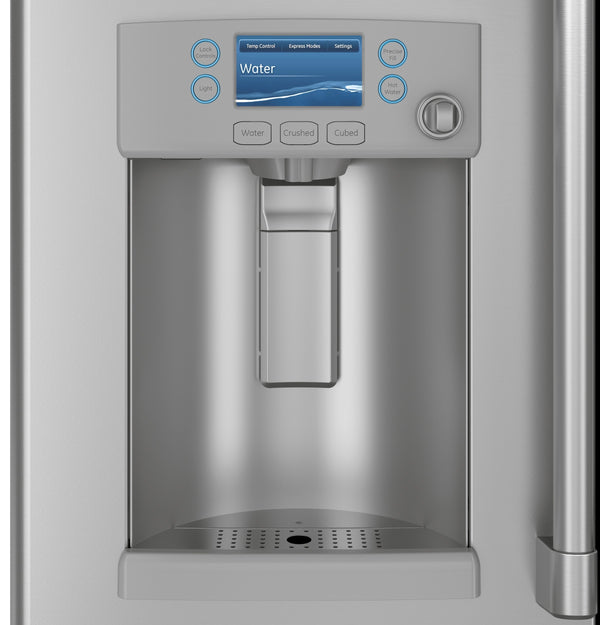 Cafe Counter-Depth Hot Water Dispenser 22.2-cu ft 3 -Door Smart Compatible French Door Refrigerator with Ice Maker with Water and Ice Dispenser ( Stainless Steel ) ENERGY STAR Certified