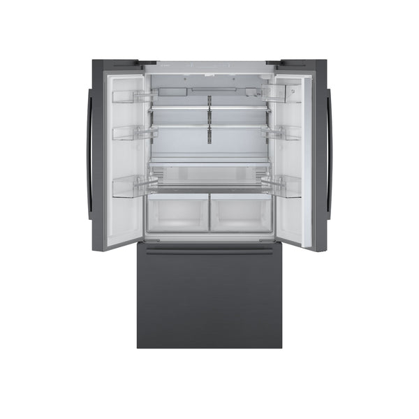 Bosch Counter-Depth 800 Series 21-cu ft 3 -Door French Door Refrigerator with Ice Maker with Water Dispenser ( Black stainless steel ) ENERGY STAR Certified