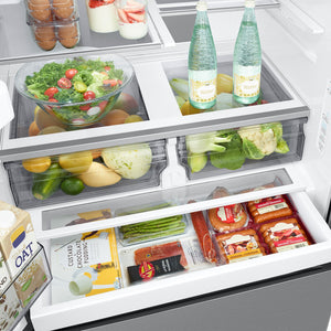 Samsung Standard-Depth Mega Capacity 30.5-cu ft 3 -Door Smart Compatible French Door Refrigerator Triple with Water and Ice Dispenser ( Fingerprint Resistant Stainless Steel ) ENERGY STAR Certified
