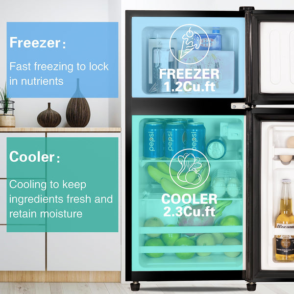 Runesay 3.5-cu ft with Freezer ( Black ) Garage Ready