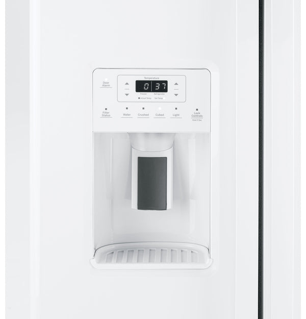 GE 25.3-cu ft Side-by-Side Refrigerator with Ice Maker ,Water and Ice Dispenser ( White ) ENERGY STAR Certified
