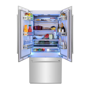 ZLINE KITCHEN & BATH Counter-Depth Built-In 19.6-cu ft 3 -Door Built-In French Door Refrigerator with Ice Maker with Water Dispenser ( Custom Panel-Ready ) ENERGY STAR Certified