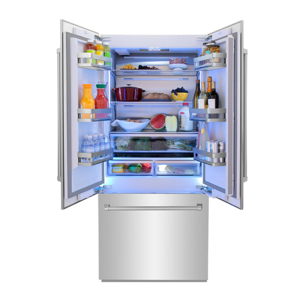 ZLINE KITCHEN & BATH Counter-Depth Built-In 19.6-cu ft 3 -Door Built-In French Door Refrigerator with Ice Maker with Water Dispenser ( Custom Panel-Ready ) ENERGY STAR Certified