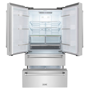 ZLINE KITCHEN & BATH Counter-Depth 22.5-cu ft 4 -Door French Door Refrigerator with Ice Maker ( Fingerprint Resistant Stainless Steel ) ENERGY STAR Certified