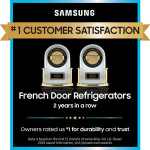 Samsung Counter-Depth Mega Capacity 25.5-cu ft 3 -Door Smart Compatible French Door Refrigerator Triple with Water and Ice Dispenser ( Fingerprint Resistant Stainless Steel ) ENERGY STAR Certified