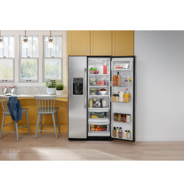 GE 25.3-cu ft Side-by-Side Refrigerator with Ice Maker ,Water and Ice Dispenser ( Stainless Steel )