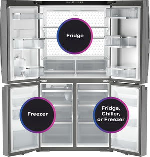 GE Profile Standard-Depth 28-cu ft 4 -Door Smart Compatible French Door Refrigerator with Ice Maker with Water Dispenser and Door within Door ( Fingerprint-resistant Stainless Steel ) ENERGY STAR Certified