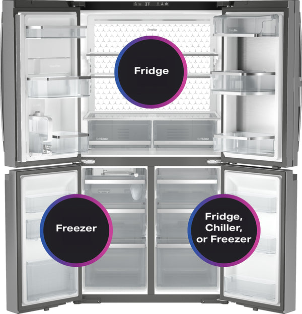 GE Profile Standard-Depth 28.3-cu ft 4 -Door Smart Compatible French Door Refrigerator with Ice Maker with Water Dispenser ( Stainless Steel ) ENERGY STAR Certified