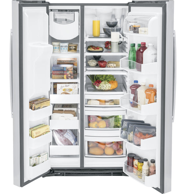 GE Profile 21.9-cu ft Counter-Depth Side-by-Side Refrigerator with Ice Maker ,Water and Ice Dispenser ( Stainless Steel )