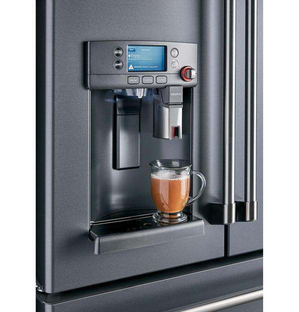 Cafe Counter-Depth Keurig K-Cup Brewing 22.2-cu ft 3 -Door Smart Compatible French Door Refrigerator with Ice Maker with Water and Ice Dispenser ( Stainless Steel ) ENERGY STAR Certified