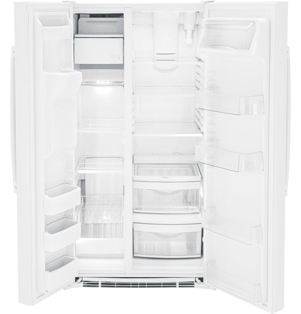 GE 25.3-cu ft Side-by-Side Refrigerator with Ice Maker ,Water and Ice Dispenser ( White ) ENERGY STAR Certified