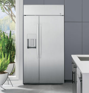 GE Profile 24.5-cu ft Counter-Depth Side-by-Side Refrigerator Built-In Smart Compatible with Ice Maker ,Water and Ice Dispenser ( Stainless Steel )