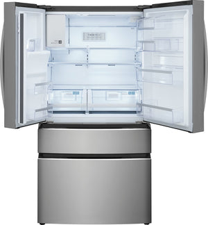 Frigidaire Counter-Depth 21.5-cu ft 4 -Door French Door Refrigerator with Ice Maker with Water and Ice Dispenser ( Smudge-Proof Stainless Steel ) ENERGY STAR Certified